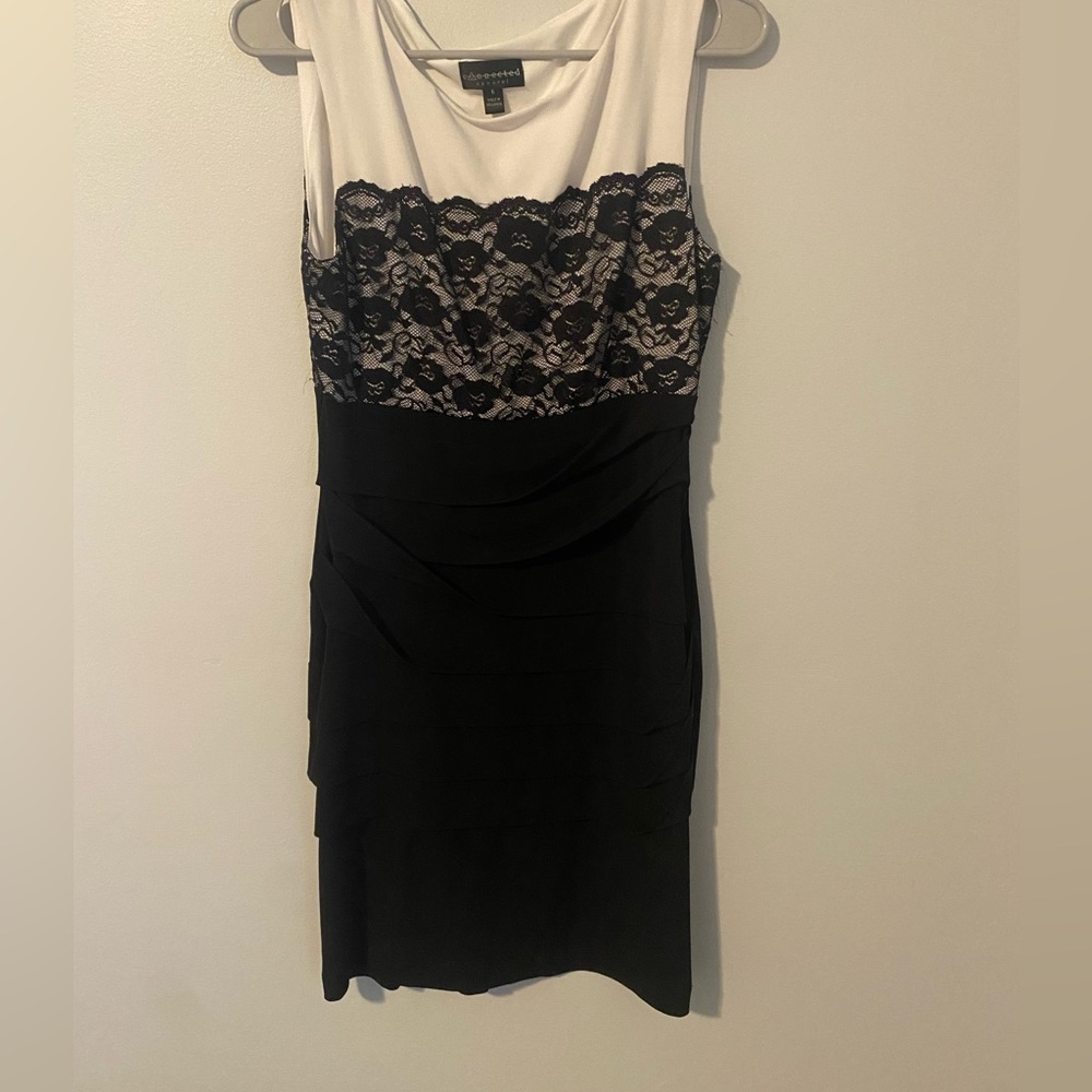 Black and White Dress with Lace Detail